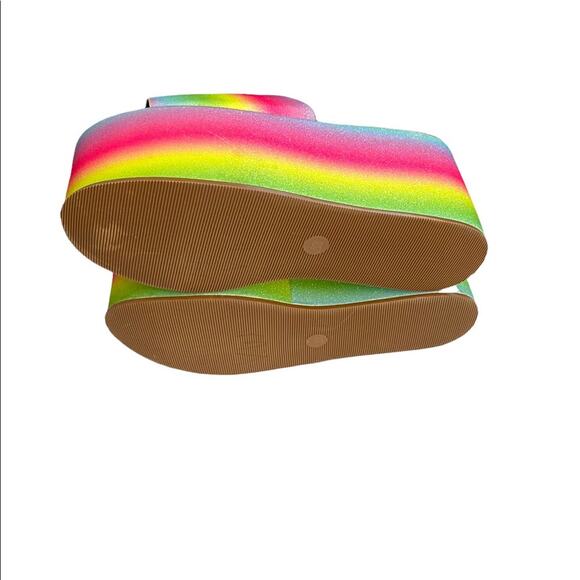 Shane Justin Rainbow Glitter Platform Rave Slides 7 - Picture 6 of 8